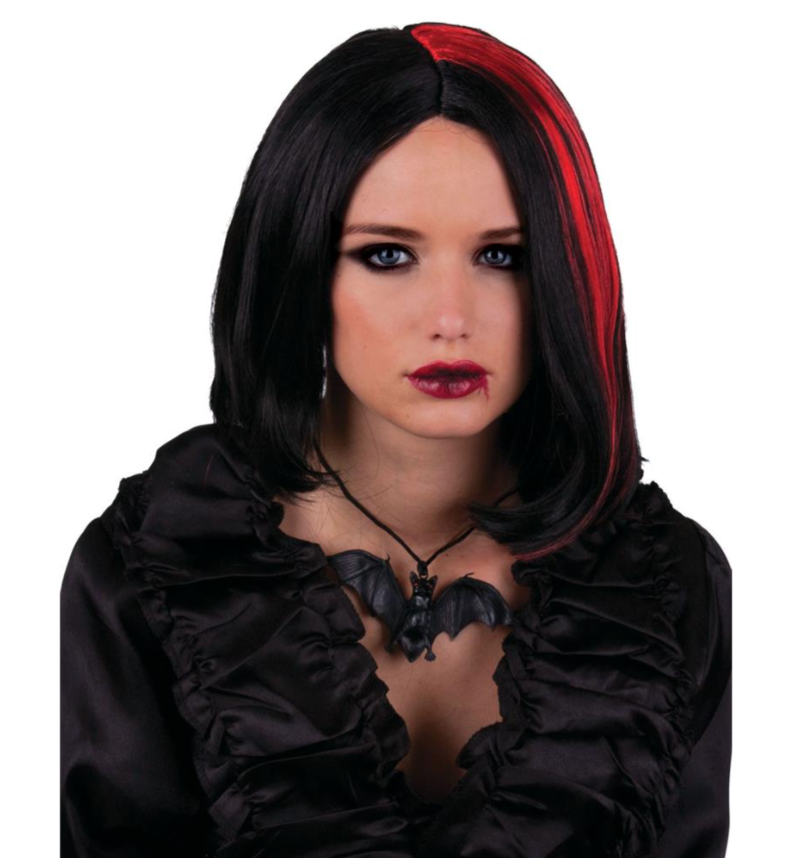 Perruque noire et rouge