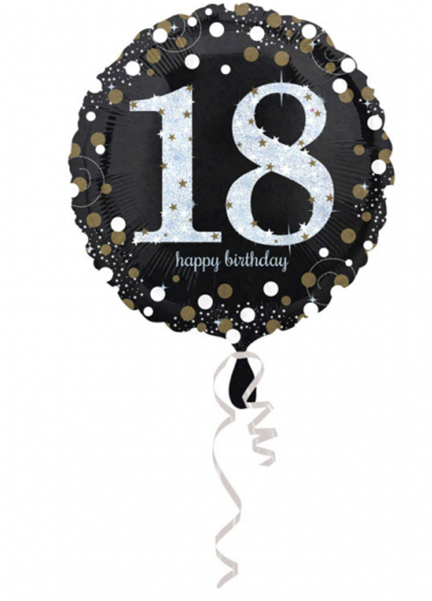 Ballon Aluminium Happy Birthday holographique 18 ans