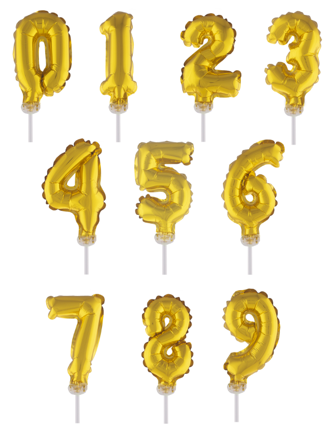 Cake topper ballon chiffre doré 12,7 cm