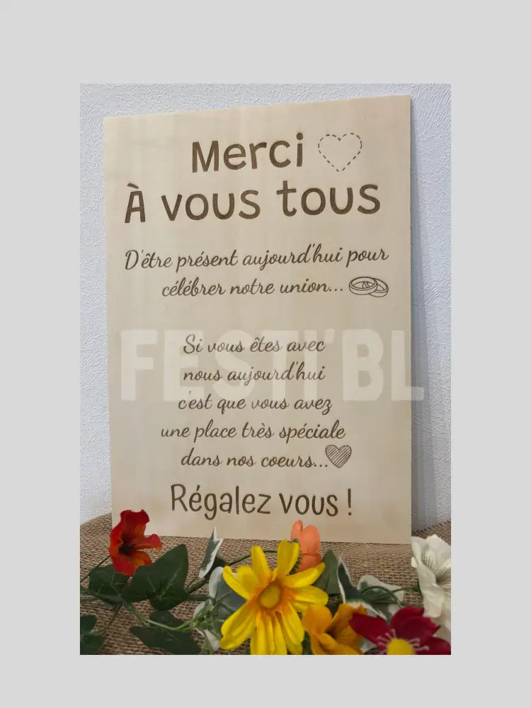 Planche d’accueil pour Mariage