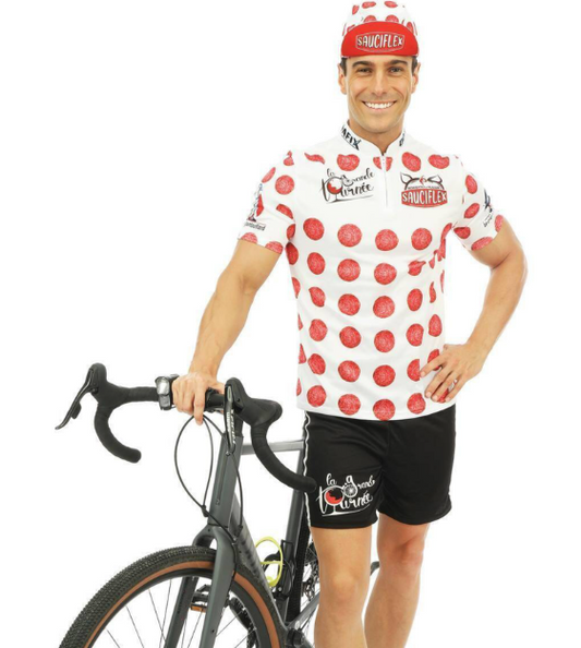 Déguisement cycliste blanc et rouge Sauciflex homme