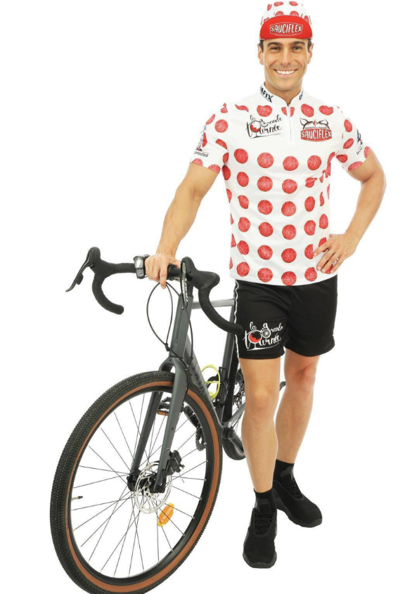 Déguisement cycliste blanc et rouge Sauciflex homme