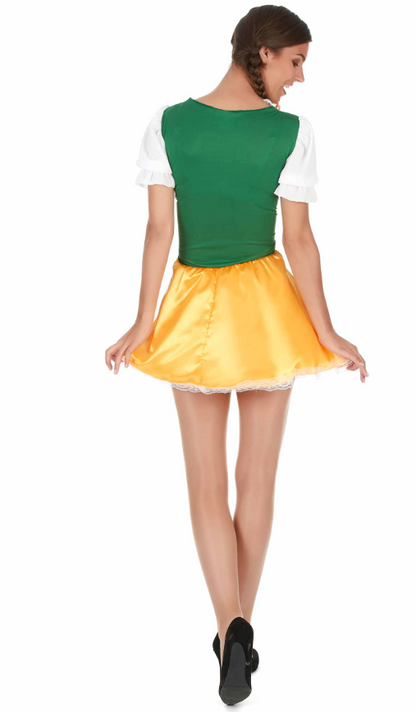 Déguisement bavaroise jaune et verte femme