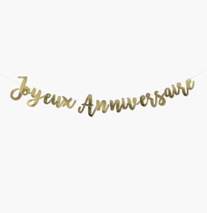 Guirlande Joyeux Anniversaire métallisée dorée 1,80 m