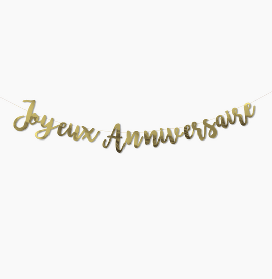Guirlande Joyeux Anniversaire métallisée dorée 1,80 m