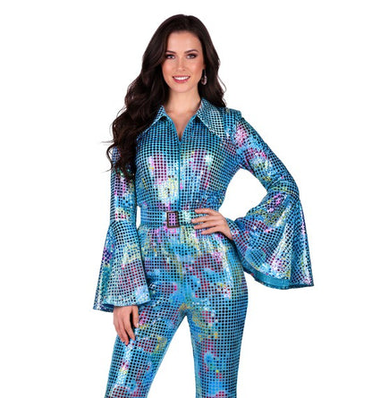 Combinaison femme disco turquoise haut de gamme