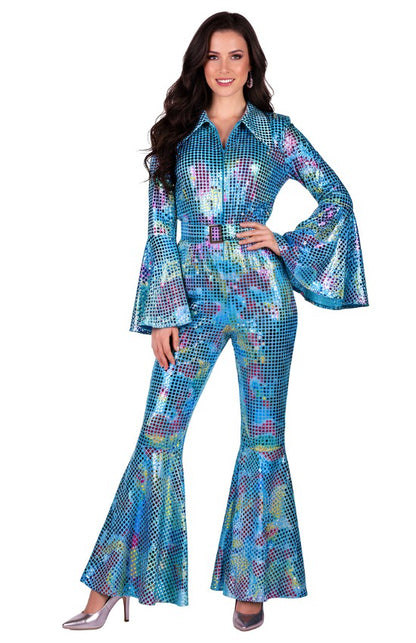 Combinaison femme disco turquoise haut de gamme