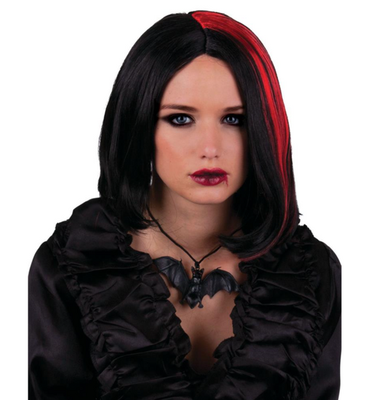 Perruque noire et rouge
