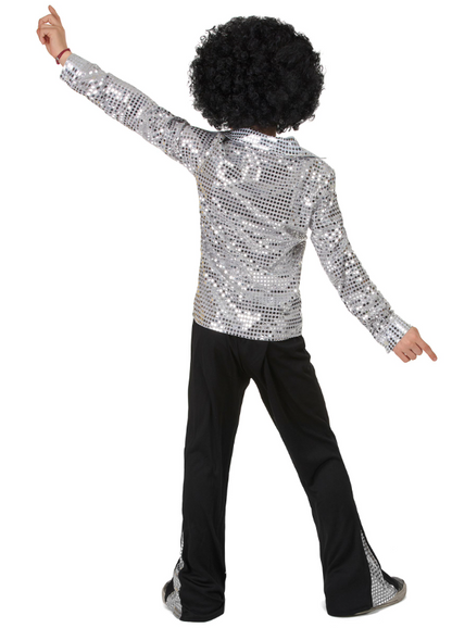 Déguisement Disco Argent sequins Garçon