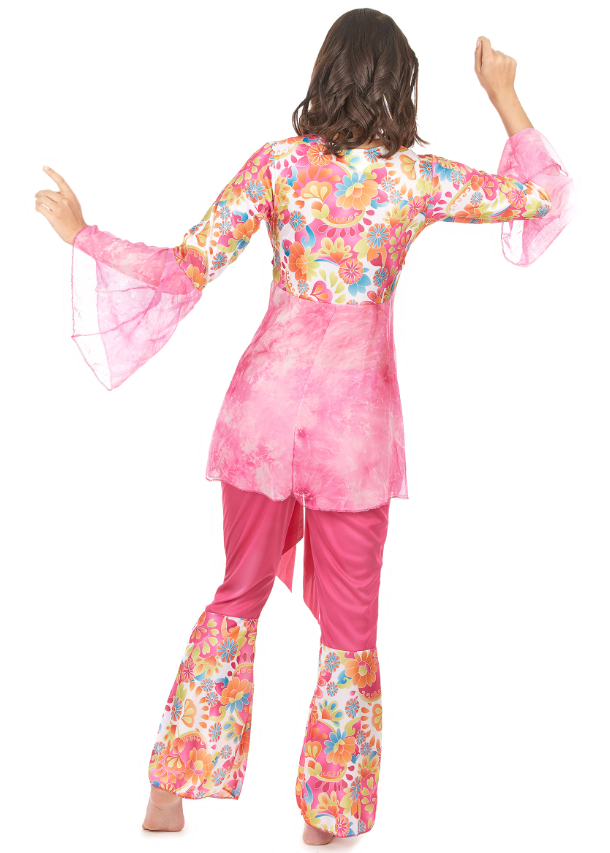 Déguisement hippie flower rose femme
