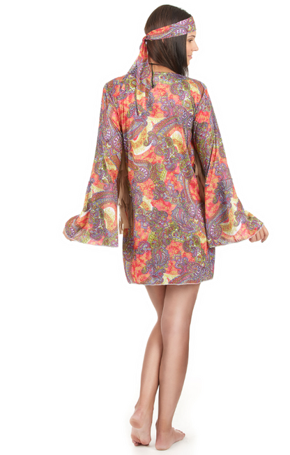 Déguisement hippie rouge et violet femme