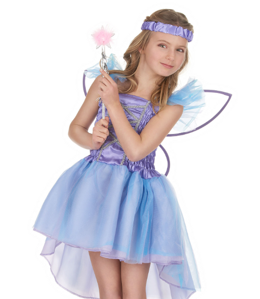 Déguisement fée violette voile bleu fille