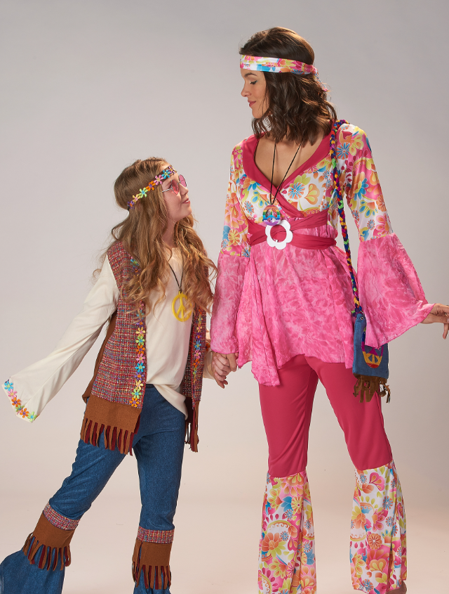 Déguisement hippie flower rose femme