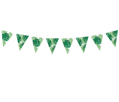 Guirlande de fanions en carton feuilles tropicales 15 cm x 1,3 m