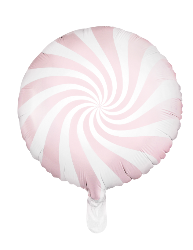 Ballon aluminium sucette rose et blanc 35 cm