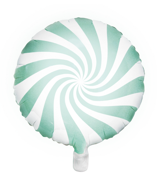Ballon aluminium sucette menthe et blanc 45 cm