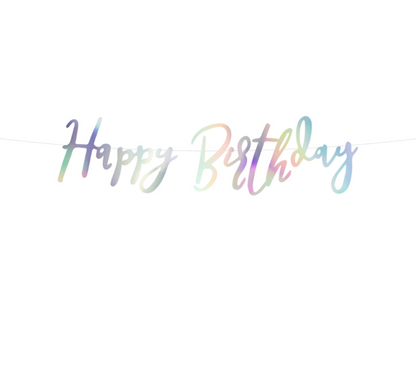 Guirlande en carton happy birthday iridescent 16,5 x 62 cm