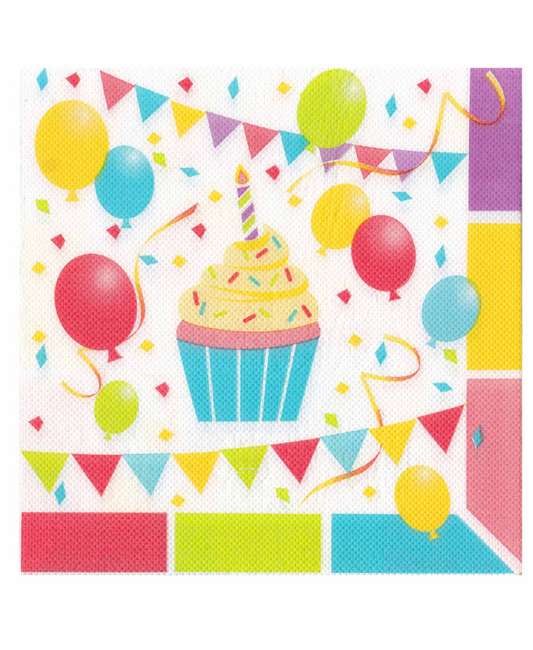 Serviettes en papier ouate Ballons d'anniversaire 33 x 33 cm