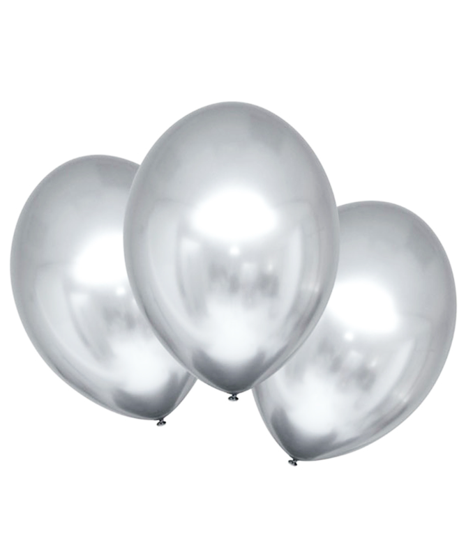 Ballons en latex argentés satinés 28 cm