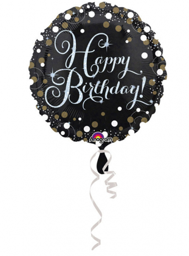 Ballon Aluminium Happy Birthday scintillant 45 cm