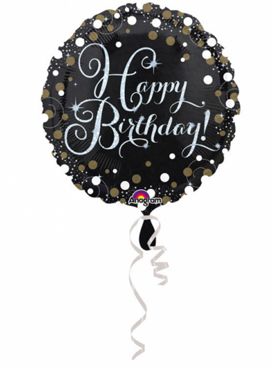 Ballon Aluminium Happy Birthday scintillant 45 cm