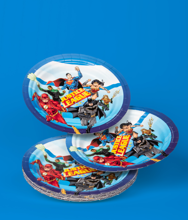 Assiettes en carton FSC® Justice League™ 23 cm