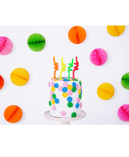 Bougies d'anniversaire tourbillons multicolores 8 cm