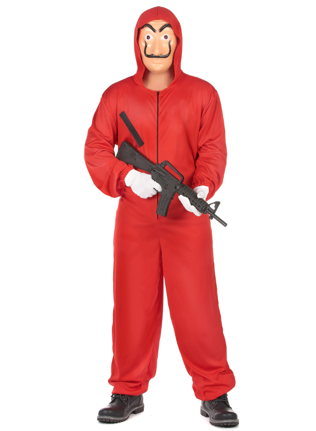 Déguisement combinaison voleur rouge adulte