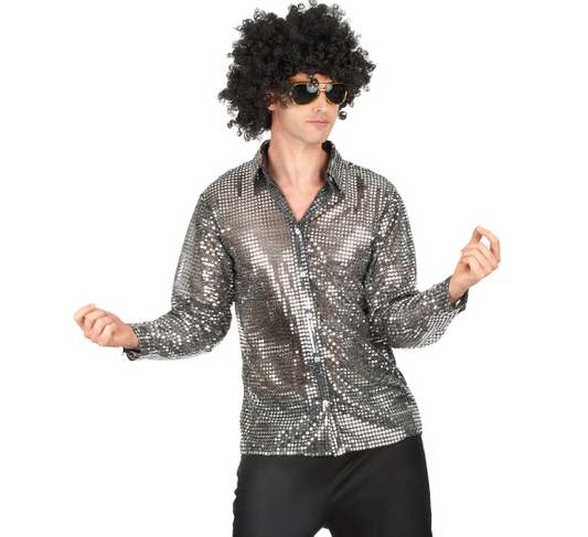 Déguisement disco argenté homme