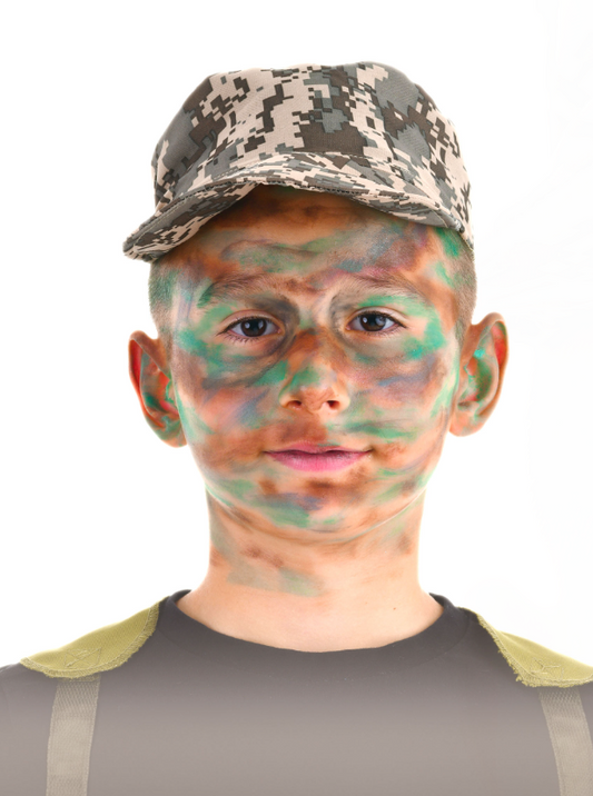 Kit maquillage militaire avec pinceau et éponge enfant