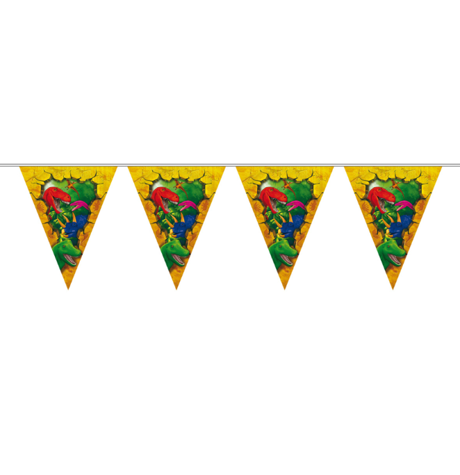 Guirlande fanions en plastique Dinosaures 6 m