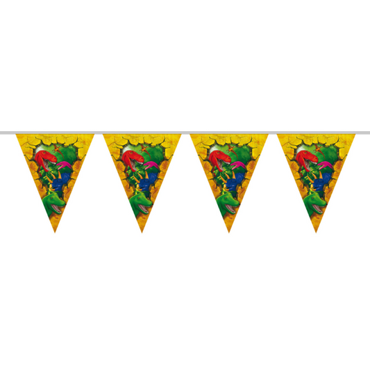 Guirlande fanions en plastique Dinosaures 6 m