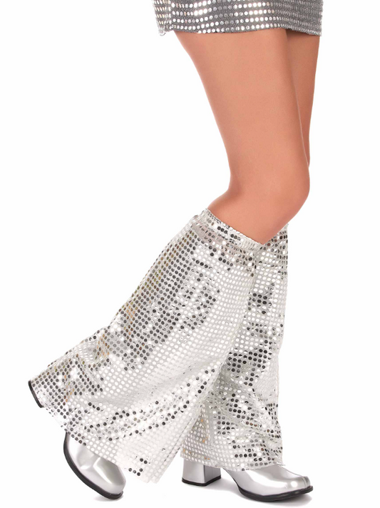 Jambières à paillettes argent adulte