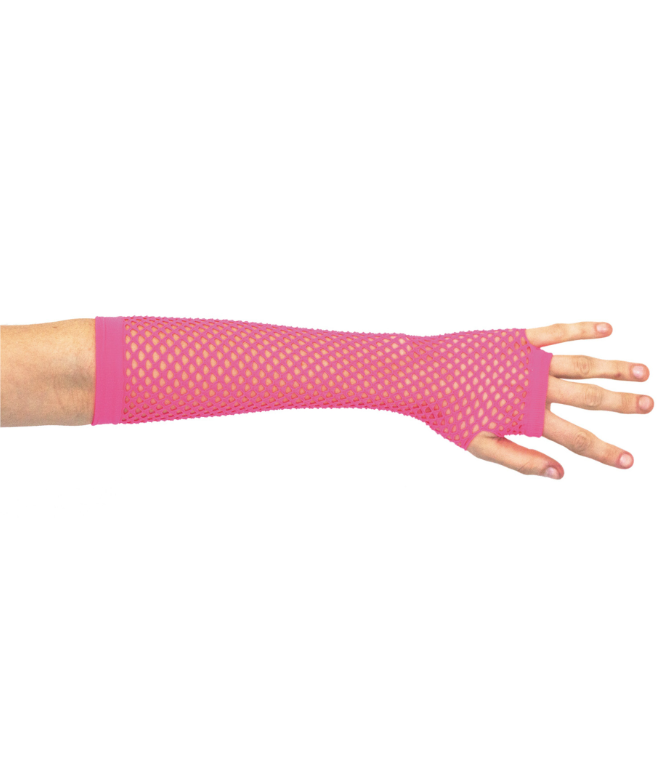 Mitaines longues résille roses femme