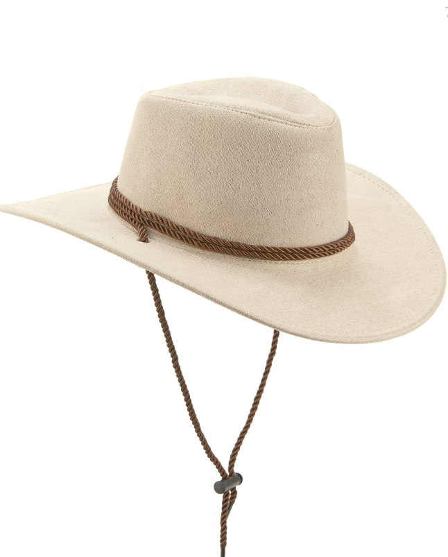 Chapeau cowboy luxe beige en suede adulte