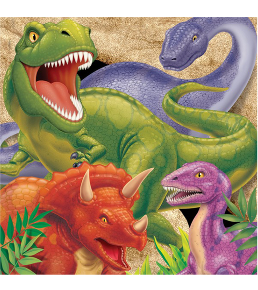 Serviettes en papier Anniversaire Dinosaures 33 x 33 cm