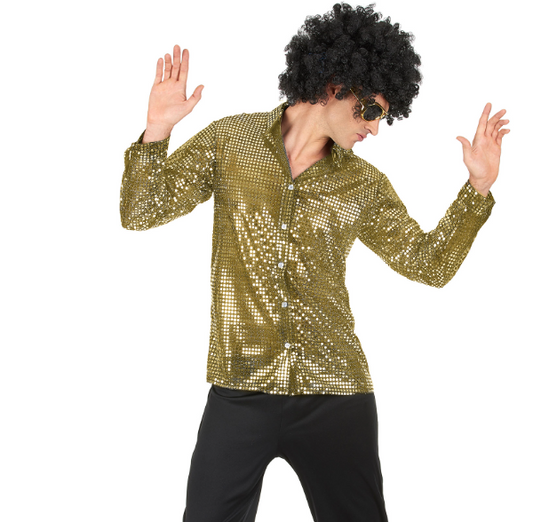 Déguisement disco doré à paillettes homme