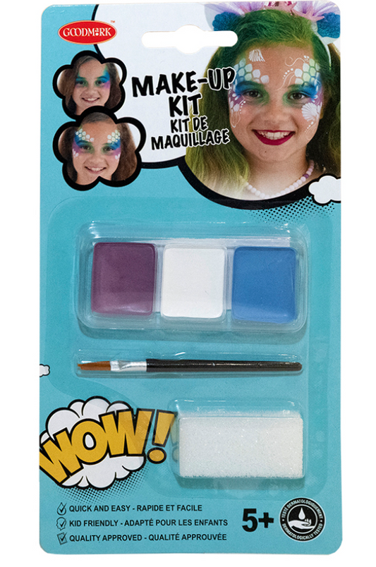Kit maquillage sirène avec pinceau et éponge fille