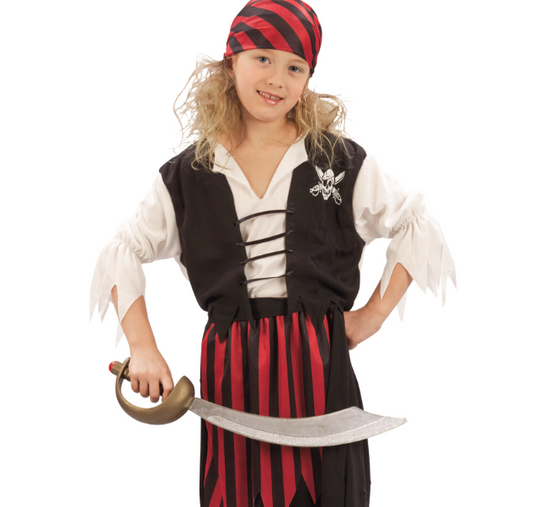 Déguisement pirate corsaire noir et rouge fille
