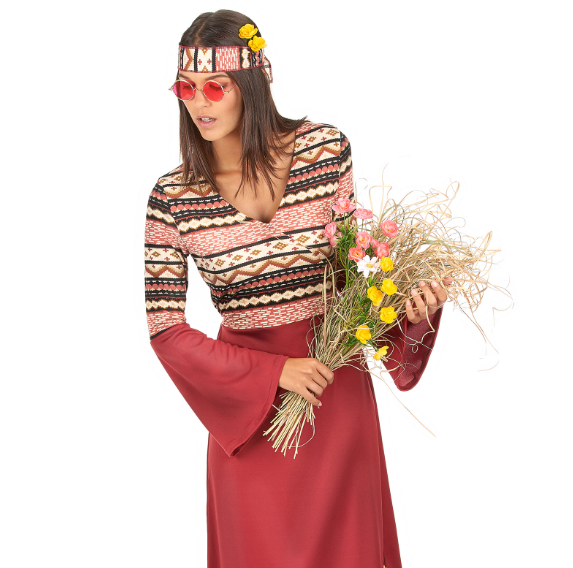 Déguisement hippie bordeaux femme