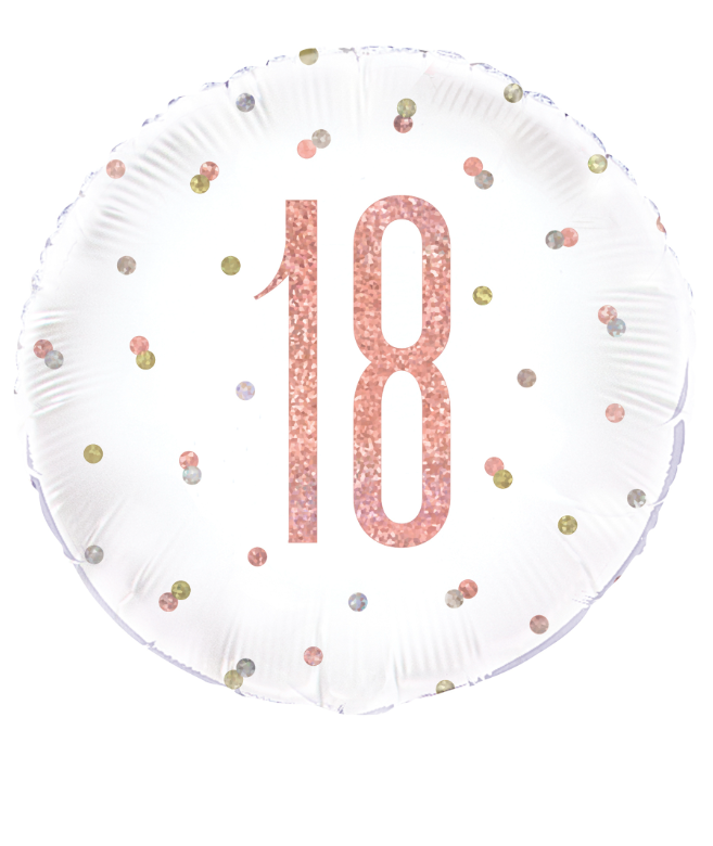 Ballon en aluminium 18 blanc et rose pailleté 45 cm