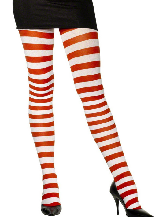 Collants rayés rouge et blanc femme
