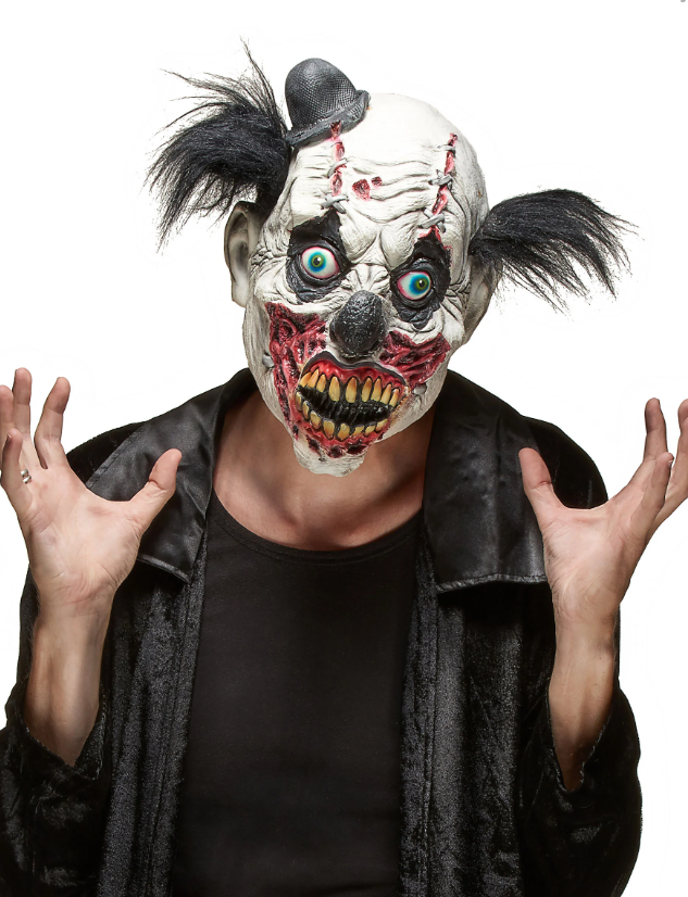Masque latex clown sanglant adulte Halloween