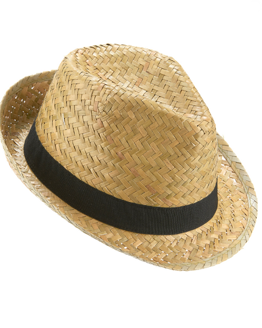Chapeau borsalino en paille et bande noire adulte