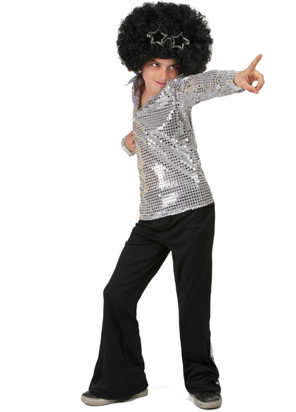 Déguisement Disco Argent sequins Garçon