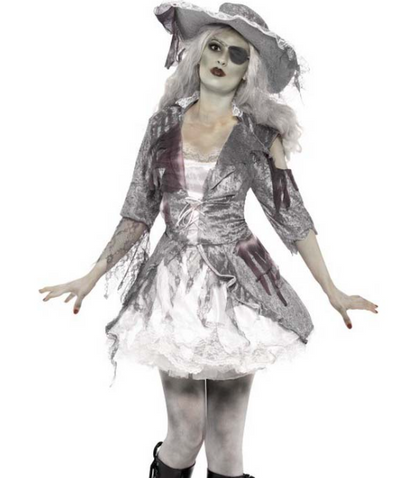 Déguisement fantôme pirate effet satiné femme Halloween