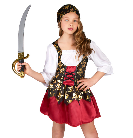 Déguisement pirate motifs dorés fille