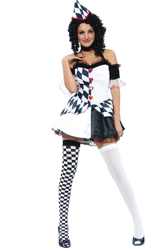 Déguisement arlequin noir et blanc sexy femme