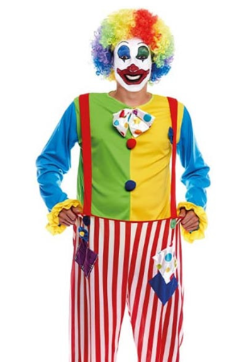 Costume de clown arc-en-ciel rayé pour homme