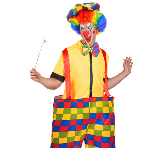 Déguisement clown à carreaux colorés homme